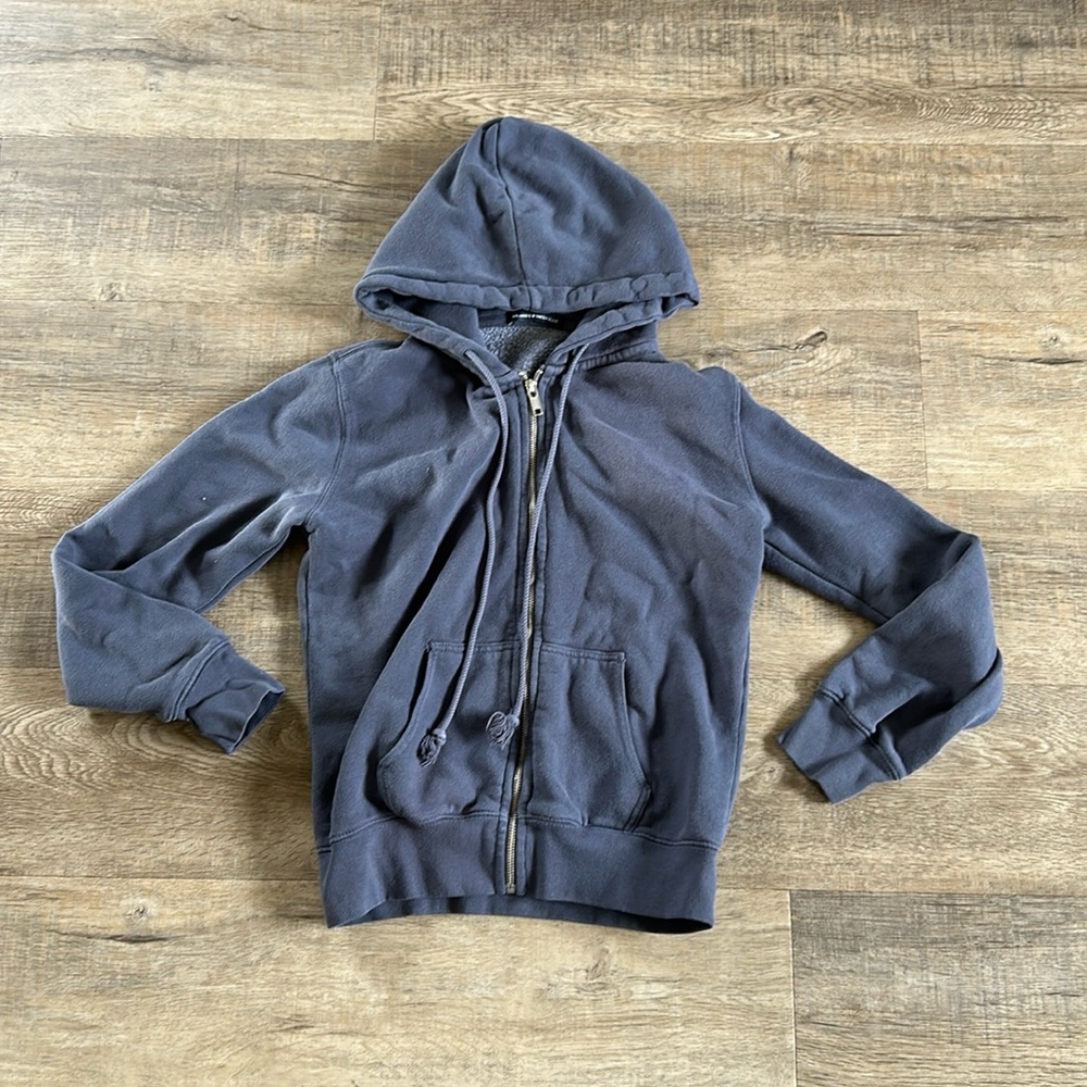 Brandy Melville Navy Full Zip Hooded Sweatshirt